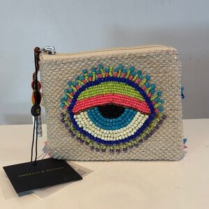 American & Beyond lazy daze evil eye beaded coin purse NWT